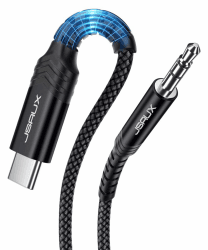 JSAUX USB C auf Klinke AUX Kabel 2M, USB C zu 3,5mm Jack Auto Kopfhörer Adapter Nylon Geflochtene Aux Kabel für iPhone 15 Pro Max/15 Plus, Samsung Galaxy S23/S22/S21 Ultra, Huawei P40/Mate40-Schwarz 2M Schwarz
