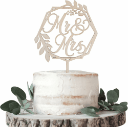 1 Stück Holz Mr&Mrs Tortendeko Bräutigam Dusche Cake Topper Verlobung Hochzeit Kuchen Deko für Hochzeit Jahrestag Thema Party Kuchen Dekoendeko Color 1