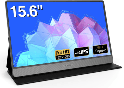 KOORUI Portable Monitor 15.6 Zoll 1080P FHD Tragbarer Monitor IPS Mobiler Monitor mit Zwei Lautsprecher Eye Care-Bildschirm und Mini HDMI/Typ-C, Externer Monitor für Laptop PC/Mac/Phone /PS4/PS5/Xbox 15.6 Zoll 60Hz FHD IPS