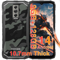 DOOGEE Blade 10 Outdoor Handy Android 14, 9GB+128GB/TF 2TB, 6.56 Zoll HD+90Hz, 16MP+8MP Kamera, 5150mAh Outdoor Smartphone Ohne Vertrag,10,7 mm ultradünn, 3 Card Slots/Dual 4G SIM/Face ID/GPS Grau