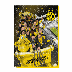 Borussia Dortmund Unisex – Erwachsene BVB Comic Adventskalender 2024, schwarzgelb, 43 x 30 cm