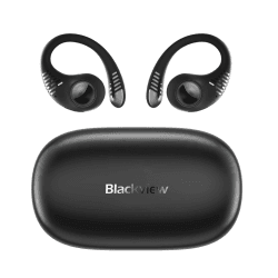 Blackview Open Ear Kopfhörer, Bluetooth Kopfhörer Sport mit Ohrhaken, Kabellos Bluetooth 5.3 Open Ear Sportkopfhörer, Duales Mikrofon Klarer Anruf, Touch-Steuerung, für Running Workout Schwarz
