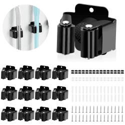 PAMIYO Besenhalterung Wand 12 Stück Gerätehalter Hakenleiste zur Aufhängung der Gartengeräte und Besen Besenhalter Gartengerätehalter Wandhalterung Montagematerial für Küche Zuhause Badezimmer Garage 12pcs Schwarz