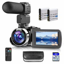 Hojocojo Videokamera 4K 42MP Camcorder 18X Digital Zoom Kamera Recorder für YouTube 3.0 Zoll LCD Bildschirm Vlogging Kamera mit 2 Batterien, SD-Karte, LED-Fülllicht, Fernbedienung 4K 18X
