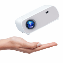 2024 Upgrade Mini Beamer, 2.4+5G Dual Band WiFi, Bluetooth Unterstützung, Full HD 1080P Heimkino Projektor, Kompatibel mit Android/iOS/Laptop/TV Stick/X-Box/HDMI/USB (Grau) klein Grau