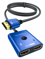 WARRKY HDMI Switch 4K @ 60Hz, HDMI Splitter 2 in 1 Out (1 Display at Time) 3.3 ft Braided Cable, Aluminium Housing, HDCP 2.2 2 to 1 Switcher Supports UHD for PS5/4 - Blue Blau
