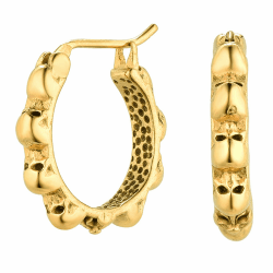 JewelryWe Creolen Herren Damen Geflochten Schädel Totenkopf Skelett Hand Ohrringe Ohrstecker Retro Edelstahl Ohrschmuck für Männer Frauen Halloween Gold-schädel