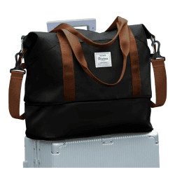 Damen-Reisetasche, Sport-Gymnastik-Einkaufstasche für Frauen, Wochenendtasche, Handgepäck, Strandtasche, Reisetasche, wasserdichte Gepäcktasche, erweiterbar A8-schwarz Braun Reisetasche