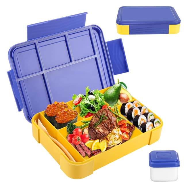 Litimkat Brotdose Kinder mit Fächern,1330 ml auslaufsichere Lunchbox, geeignet für Schule,Picknick,Reise-Lunchbox,geeignet für Erwachsene, Mädchen & Jungen, mikrowellen-/spülmaschinenfest (Blau)