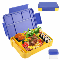 Litimkat Brotdose Kinder mit Fächern,1330 ml auslaufsichere Lunchbox, geeignet für Schule,Picknick,Reise-Lunchbox,geeignet für Erwachsene, Mädchen & Jungen, mikrowellen-/spülmaschinenfest (Blau)