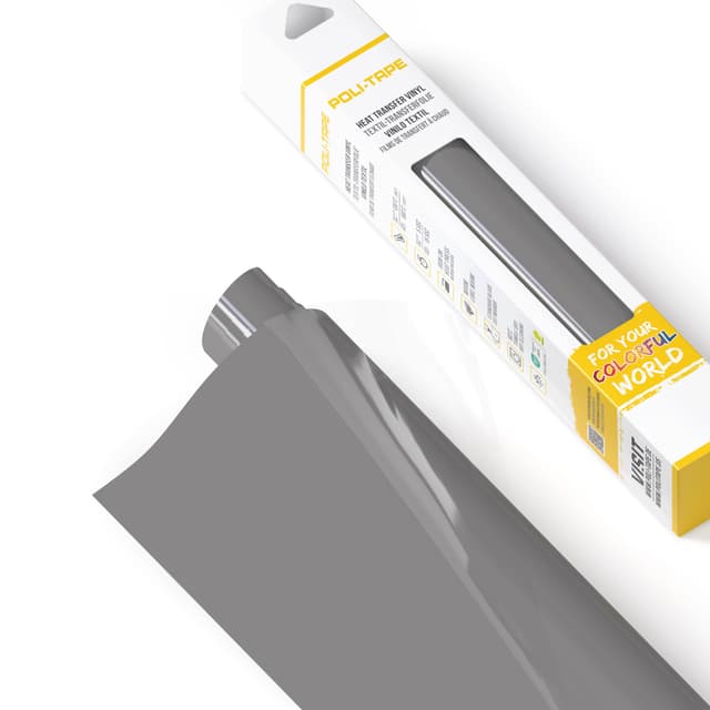 POLI-FLEX® TURBO® - Transferfolie für Textilien - Flexfolie zum Aufbügeln, Plotterfolie für DIY Shirts, Grau matt, 30,5 cm x 122 cm Grau Standard - matt
