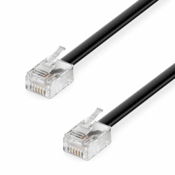 deleyCON 1m Telefonkabel RJ11 Modularkabel 6P4C Westernkabel RJ11 auf RJ11 Stecker Flachkabel Telefondose Modem Router Fax ISDN DSL VDSL Internet Schwarz 1 M Schwarz