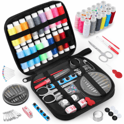 Coquimbo Nähset Reise mit Nähzubehör, Nähzeug Geschenke für Mama Anfänger Reisende Kinder, Nähset Grundausstattung Sewing Kit für Hause Reise Camping & Notnähen mit Nähgarn Nähnadeln Schere Maßband M Schwarz