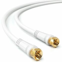 deleyCON 2m SAT TV Antennenkabel Koaxial Kabel HDTV 4-Fach Schirmung DVB-S DVB-S2 Radio DAB Vergoldete Metallstecker Weiß 2 M Weiß