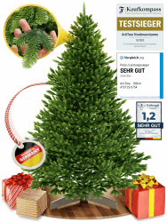 Weihnachtsbaum künstlich [100% Spritzguss] - Naturgetreuer Tannenbaum mit Stabiler Spitze | Premium Nordmanntanne inkl. FSC zertifiziertem Holzständer & reißfester Tasche (ohne Beleuchtung, 180 cm) ohne Beleuchtung 180 cm
