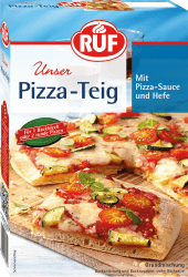 RUF veganer Pizza-Teig, Grundmischung für einen Hefe-Teig, Mischung für eine Pizza-Sauce enthalten, für den Pizzastein geeignet, 1er Pack, 1 x 315g Pizza 315 g