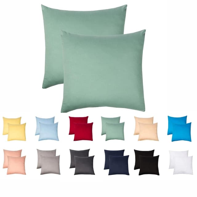 Livessa 2er Set Kissenbezug 80x80 aus%100 Baumwolle Jersey Stoff - Verdeckter Reißverschluss, Kopfkissenbezug 80x80 cm, Kissenhülle, Ultra weich und atmungsaktiv, Oeko-Tex Zertifiziert 80x80 cm Lichtgrün