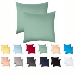 Livessa 2er Set Kissenbezug 80x80 aus%100 Baumwolle Jersey Stoff - Verdeckter Reißverschluss, Kopfkissenbezug 80x80 cm, Kissenhülle, Ultra weich und atmungsaktiv, Oeko-Tex Zertifiziert 80x80 cm Lichtgrün