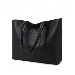 MEEGIRL Damen Henkeltaschen, Einfache Handtaschen PU Leder Tote Shopper Bag für Arbeit, Schule, Einkauf mit Reißverschluss und Innentasche Schwarz