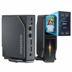 ACEMAGIC Mini PC Win 11 Ιntel Alder Lake-N95(bis zu 3,40GHz, 20W TDP), 16GB DDR4 1024GB M.2 SSD Mini Desktop Computer mit LCD Bildschirm, Dual LAN S1 Mini Tower PC mit RGB-Licht/WiFi 6/4K UHD CPU-N95/ 16GB DDR4+1024GB ROM
