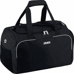 JAKO Sporttasche Herren Classico Junior Schwarz 45 x 30 x 30 cm I Kleine Sporttasche mit Innentasche, geräumigem Hauptfach mit 2 Wege-Reißverschluss & Mesh-Fach 2 (Junior) Schwarz
