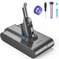 V8 Akku, FLYLINKTECH 6000mAh Ersatzakku für V8, Ersatz Batterie Kompatibel mit V8 Absolute, V8 Animal, V8 Animal Exclusive, V8 Fluffy Li-Ionen Batterie mit 2 Filtern V8-