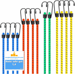 Toolmate® 10er Expander mit Haken - Extra Starke Spanngummis - Gepäckspanner zur Befestigung - Spanngurte zur Ladungssicherung bei Transport - Autozubehör 10x