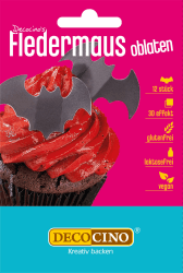DECOCINO Halloween Oblaten Fledermäuse mit 3D-Effekt (12Stk.) – Torten- Kuchen- Muffin- Cupcake – Halloween-Deko aus Esspapier