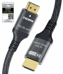 Adauxter 10k 8k HDMI 2.1 3M Kabel, Zertifiziert Ultra High Speed HDMI Kabel 4K 144Hz 120Hz 8K60Hz eARC DTS:X Dolby Atmos HDR10+ HDCP2.3 Kompatibel Mac PS5 Xbox Gaming PC TV RTX4090 3 Meter