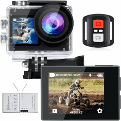 icefox Action Cam 4K Unterwasserkamera Wasserdicht 40M Ultra HD 20MP Kamera 170 Degree Ultra-Weitwinkel WiFi Camcorder EIS Stabilisierung mit Dual 1350 mAh Akku Grau