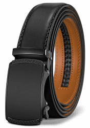 BULLIANT Gürtel Herren, Gürtel Ratsche Ledergürtel Automatikschließe für Herren Anzug Business Kleidung,Breit 35mm,Größe Angepasst 105cm/28"-34"taille verstellbar Schwarz2540