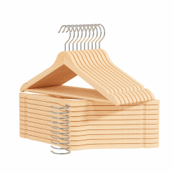 OGIVO Kleiderbügel Holz - 20 Stück - Holzbügel für Ihren Garderobe - Haken um 360° drehbar - Einkerbungen im Schulterbereich - Hangers (Natur) Natur 20