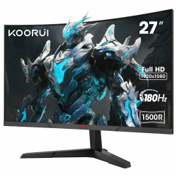 KOORUI 27 Zoll Curved Gaming Monitor, FHD 1080p, 1ms Reaktionszeit,180Hz Bildwiederholraten, HDMI 2.0/DP 1.2, 250cd/m² Helligkeit, Schwarz 27E6CA 27 zoll/165HZ 27E6C