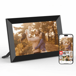 MRQ 10,1 Zoll Digitaler Bilderrahmen, WiFi, Frameo, 1280×800HD Touchscreen Fotorahmen Elektronisch, Automatisch Drehung Frame, Micro SD Karte, Digitale Bildschirm mit Kalender/Wetter/Bilder/Videos