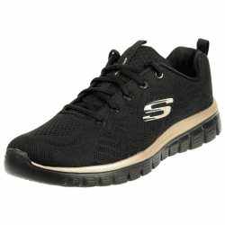 Skechers Damen Graceful Get Connected Sneakers 39 EU Black Mesh Rose Gold Trim