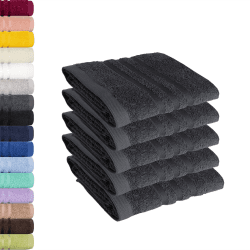 Lavea 5er Set Gästetuch 30x50cm, Frottierserie Elena, Anthrazit 5 x 30 x 50 cm Anthrazit