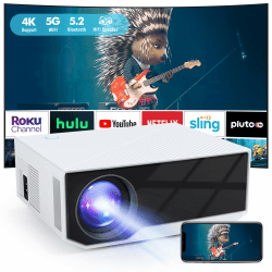 ZDK Mini Beamer 4K Unterstützt,Full HD 1080P Beamer mit Bluetooth und WiFi,20000 Lumen Tragbarer Projektor Heimkino,Kompatibel mit Smartphone/TV Stick/TV Box/HDMI/USB/AV/PS5 (Weiße) 20000 Weiße
