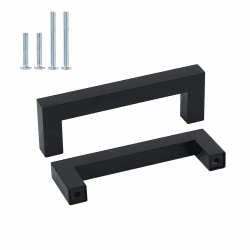 goldenwarm 10 Stück Küchengriffe Schwarz Möbelgriffe Edelstahl -LSJ12BK96 Möbelgriffe 96mm Küchengriff Schrankgriffe Schubladengriffe Quadratischer Griff Bohrlochabstand: 96 mm 10 Stück
