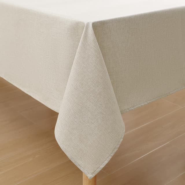 Homaxy Leinenoptik Tischdecke Abwaschbar Lotuseffekt Eckig 100 x 140 cm Tischtuch Leinendecke Wasserabweisend Tafeldecke Tischwäsche Fleckschutz, Beige 100 x 140 cm Beige