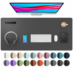 Aothia Schreibtischunterlage,Mauspad mit Leder und Rutchfeste Wildleder,Multifunktionales Office Mousepad Laptop Schreibunterlage,Tisch-Schutz Unterlage für Büro/Home(91cmx43cm,grau) 91cm x 43cm grau