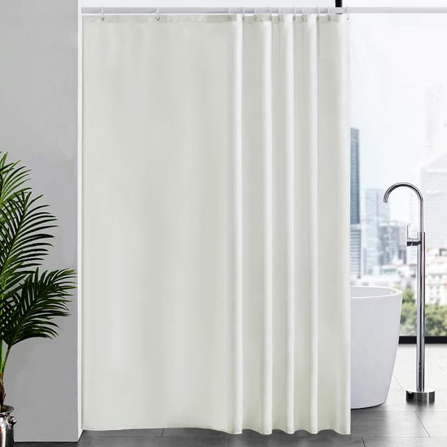 Duschvorhang Überlänge für Badezimmer, Badvorhang Anti-schimmel Textil für Badewanne, Vorhang aus Stoff Antibakteriell Waschbar, mit 12 Haken Extra Groß Beige 200x240cm. 240.00 x 200.00 cms Beige
