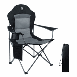 EVER ADVANCED Luxus Campingstuhl Faltbar 160 KG Belastbar Ultragroß mit Hochlehner Bequem Gepolster Klappstuhl Camping Garten Balkon Strand, Camping Stuhl Sessel Gartenstuhl Anglerstuhl Schwarz 1pcs