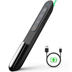 NORWII N76GBK Grüner Laserpointer Presentation 100M, Wireless Presenter Wiederaufladbarer Presentation Clicker für Powerpoint, Unterstützt Mac/Hyperlink/Volumen Schwarz-N76 GBK