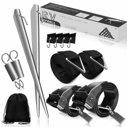 EFEALL Sturmband Markise Set für Thule Omnistor mit 4X Kederösen, Sturmband für Vorzelt, Vorzelt Wohnwagen hold down Side Strap kit mit Sturmleine, Wohnmobil Zubehör mit Camping Sturmbänder Schwarz - mit 4 Kederösen