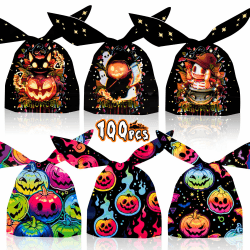 100 Stück Halloween Süßigkeiten Tüten Set, Halloween Geschenktüten Set, Schön Hasenohren tüten Halloween-Süßigkeitenbeutel für Halloween Party, Small Toy Party Supplies