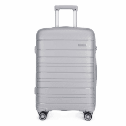 KONO Kabinentrolley Kleiner Koffer Handgepäck 55x40x20 Leicht Handgepäckkoffer Hartschale Rollkoffer Reisekoffer mit 4 Rollen und TSA Schloss, Polypropylen Suitcase (Grau, Koffer M) Handgepäck (55cm - 40L) Grau