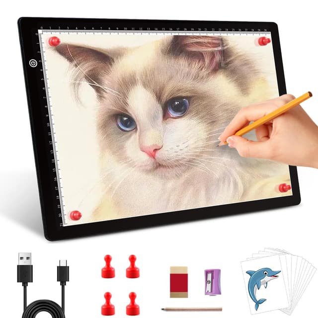 Leuchttisch A4,Magnetisch Leuchtplatte A4,Dimmbarer Led Licht Pad für Kinder und Erwachsene mit skizzieren und Typ-C-USB Kabel für Zeichnen,Diamond Painting,Skizzierung,Tätowierung,Röntgenbetrachtung A4 Nicht Wiederaufladbar