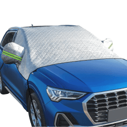 ALLILUYAA Frontscheibenabdeckung Winter, Windschutzscheibenabdeckung, Wasserdicht, Winddicht, Staubdicht, Kratzfest, UV-Schutz, Halbgarage für Auto für die meisten Autos,248 * 148cm Weiß