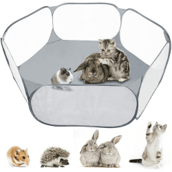 MAIKEHIGH Kleintiere Laufstall, Käfig Zelt Übungszaun für Meerschweinchen, Kaninchen, Hamster, Chinchillas und Igel, Faltbar und tragbar Grau