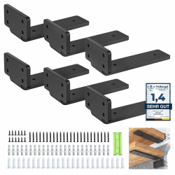WELDUN 6 Stücke Regalhalterung Regalträger 15 CM, Schwerlast L Regalwinkel für die Wandmontage, Tragkraft 75 KG 15CM-6 Pack Schwarz